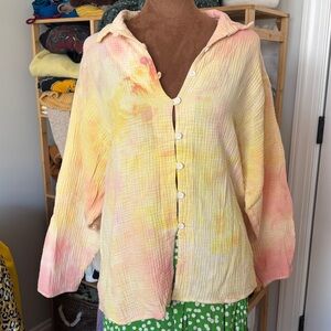 Tie dye linen top